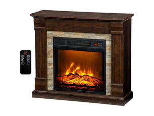 Cheminée électrique marron avec chauffage, flamme 3d et température réglable