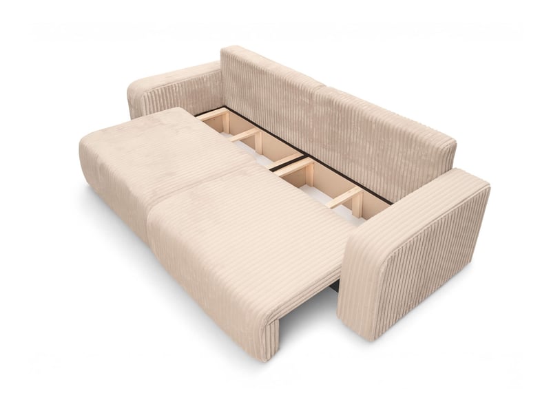  Canapé droit 3 places alya convertible en velours côtelé épais - beige ALYA - Conforama C