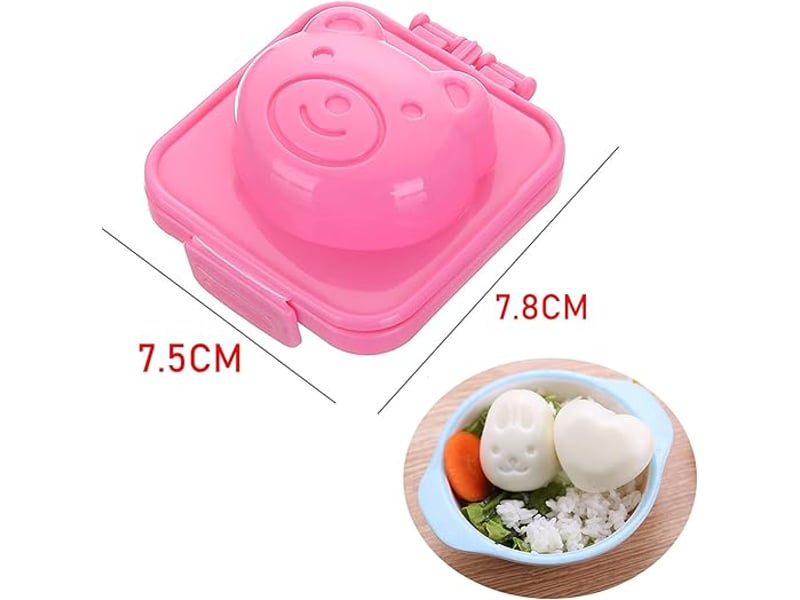  6pcs plastique moule à oeuf (couleur aléatoire), moules de cuisson pour œufs bouillir oeuf sushi riz moule bento maker sandwich cutter.(7.8 x 7.5cm) A-G-002731 - Conforama B