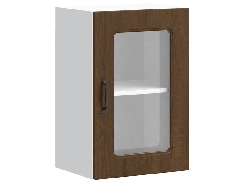  Armoire murale de cuisine et porte en verre kalmar chêne marron shl9640  - Conforama A