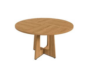 Table à manger ronde 120 cm, 4-6 personnes, plateau mdf effet chêne, table de cuisine et salle à manger - chêne