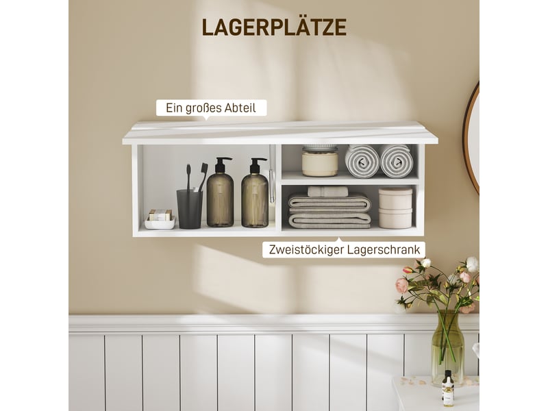  Meuble haut de salle de bain mural porte relevable blanc 80 x 25 x 30 cm  - Conforama E