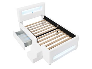 Lit avec rangement 90x200 cm coloris blanc