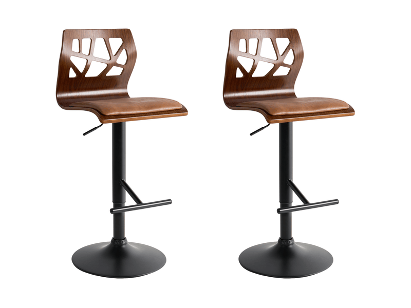 Lot de 2 chaises de bar petersburg cuir pu marronnoir  - Conforama A