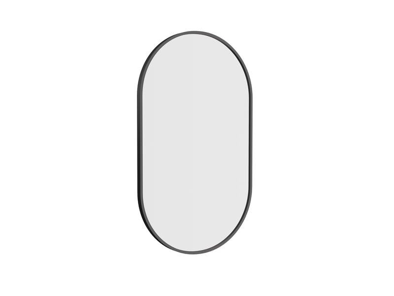  Miroir ovale mural 75x50 cm, miroir de adapté à salle de bain chambre et salon, cadre aluminium renforcé incassable, verre trempé, noir  - Conforama A