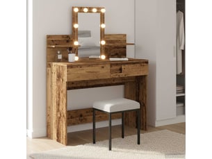 Coiffeuse 0 tiroir(s) Miroir Led avec 0 tabouret(s) inclu(s)  <strong></strong> <strong></strong>  coloris taupe
