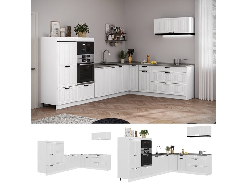 Vicco cuisine en angle, blanc campagneblanc, 327 x 227 cm sans pt  - Conforama D