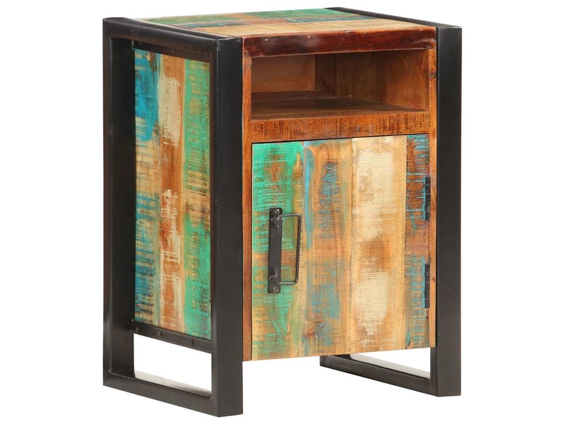  Table de chevet - cabinet de chevet - table de nuit 40x35x55 cm bois de récupération massif  - Conforama E