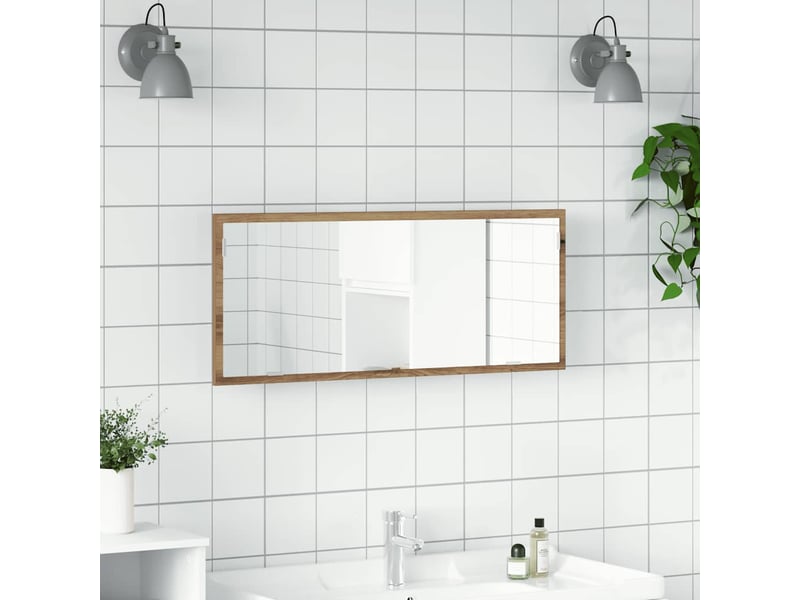 Miroir de salle de bain, miroir de toilette à led chêne artisanal bois d'ingénierie cf62515 - Conforama B
