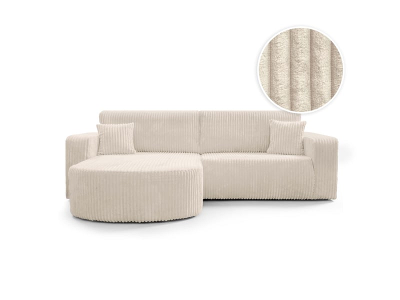  Kiara - canapé d'angle compact réversible et convertible 4 places en velours côtelé épais  - Conforama A