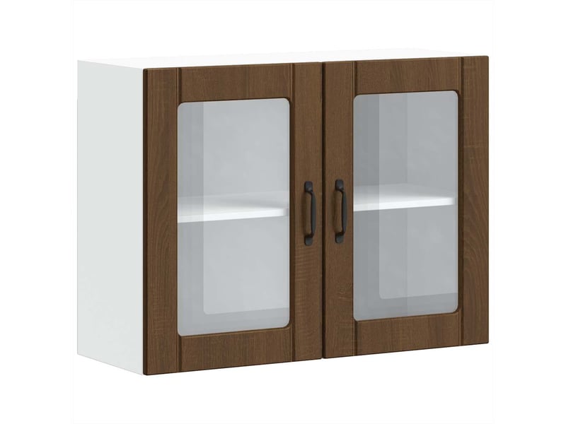  Armoire murale de cuisine et porte en verre lucca chêne marron shl5155  - Conforama A