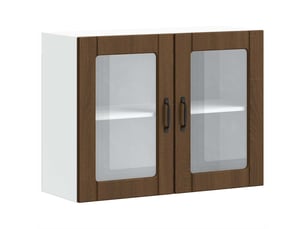Armoire murale de cuisine et porte en verre lucca chêne marron shl5155