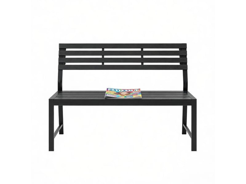  Banc de jardin extérieur avec dossier 115 cm noir evryae  - Conforama A