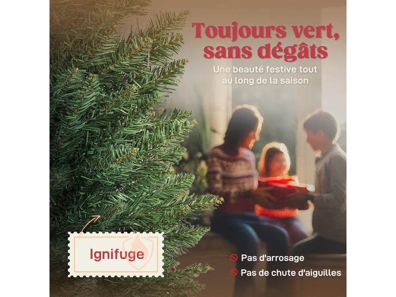  Sapin de noël artificiel 180 cm, arbre de noël slim, 321 pointes, pour maison bureau, facile à monter et ranger, vert  - Conforama A