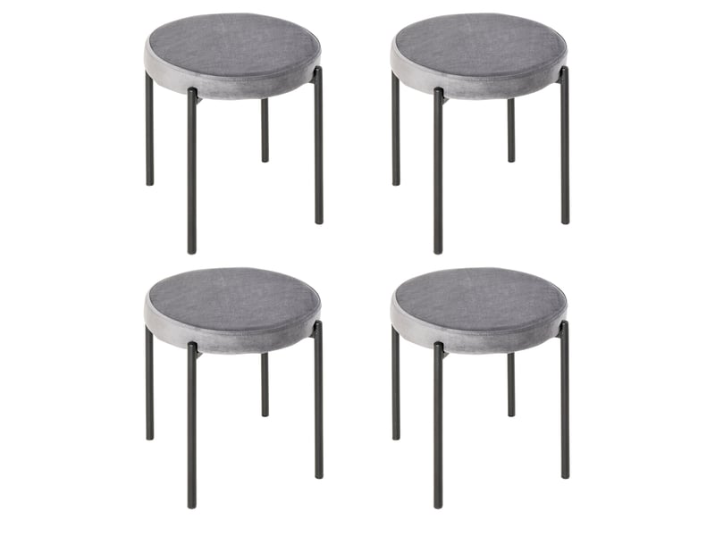  Tabourets de cuisine lot de 4 empilables avec assise rembourrée, pieds en acier gris foncé, 41,5 × 41,5 × 46 cm  - Conforama A
