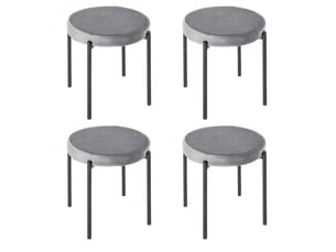 Tabourets de cuisine lot de 4 empilables avec assise rembourrée, pieds en acier gris foncé, 41,5 × 41,5 × 46 cm