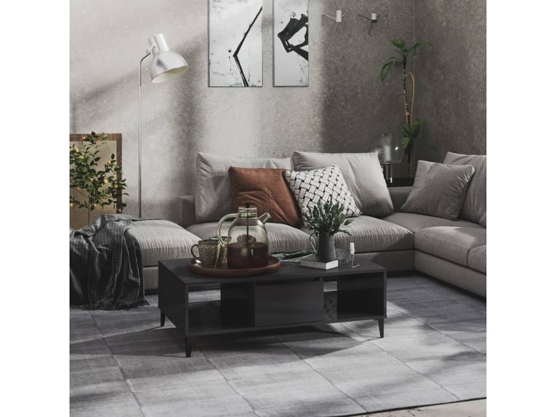  Table basse rectangulaire | table de salon gris brillant 103,5x60x35 cm bois d'ingénierie shl7986  - Conforama B