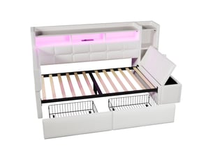 Lit avec rangement 90x190 cm DESMIU ORFRWX001045AAK coloris blanc