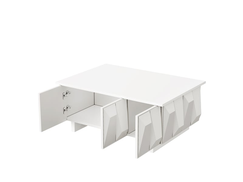  Ensemble salon 3 pièces 180 x 34 x 44,5 cm – blanc – façades géométriques 3d et rangements intégrés  - Conforama E