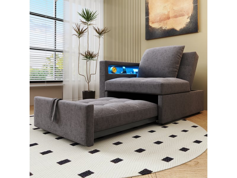  Canapé convertible, canapé-lit – avec accoudoirs, port usb, éclairage led, dossier réglable  - Conforama C