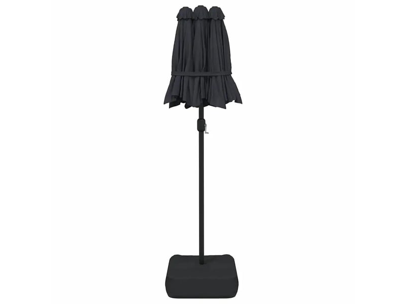  Parasol de jardin double tête avec led 316 x 145 cm protection uv ambiance chaleureuse en polyester noir 02_0047398  - Conforama E