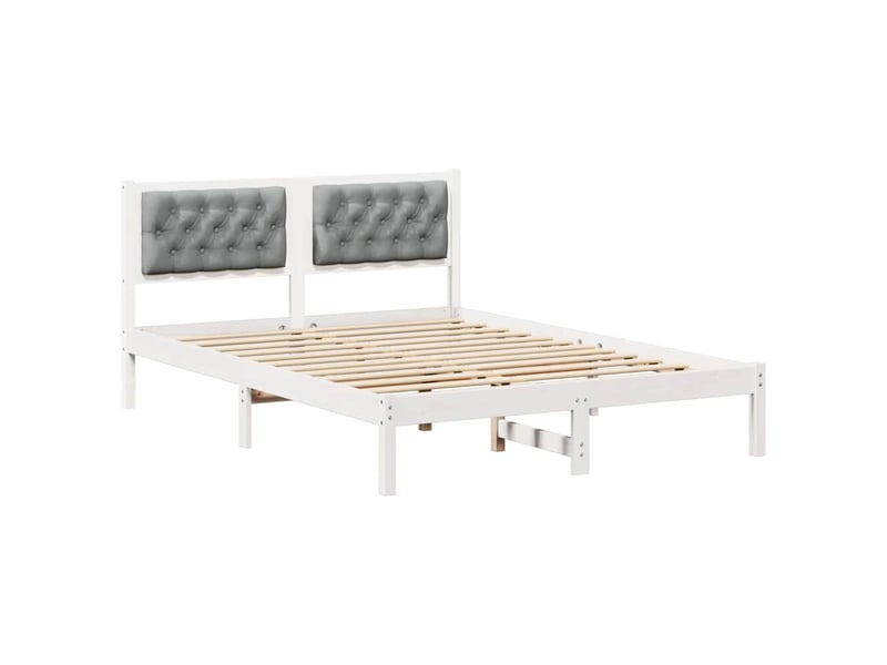  Lit double- lit adulte -  cadre de lit gris clair 140 x 190 cm pin massif  - Conforama A