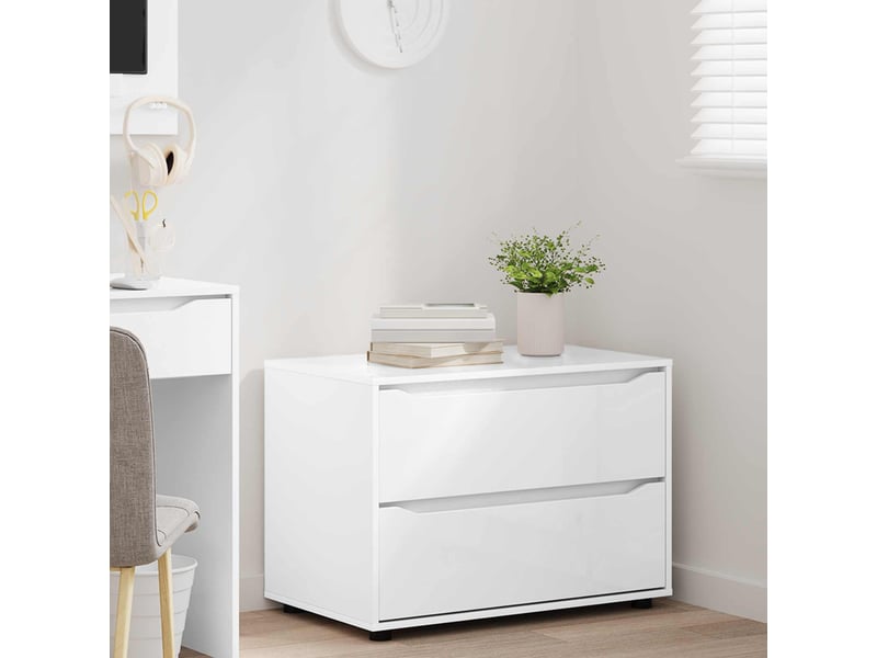  Armoire de rangement, commode de rangement 80 x 48 x 57 cm bois d'ingénierie blanc  - Conforama E