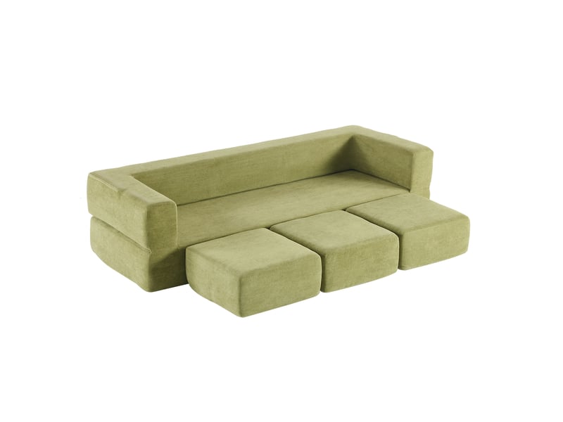 Canapé convertible modulable avec housse amovible - mousse haute densité, chenille - vert - Conforama A