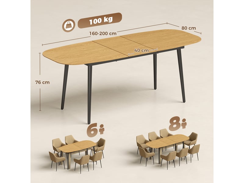  Table à manger extensible ovale 6-8 pers. Design industriel  - Conforama C