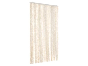 Rideau anti-mouches, moustiquaire beige et blanc 100x200 cm chenille cf43490