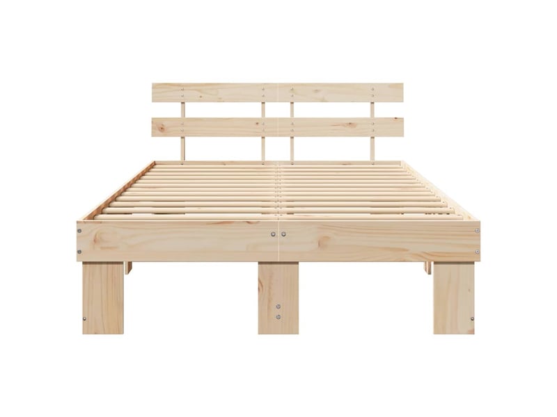  Lit double- lit adulte -  cadre de lit avec tête de lit naturel 120 x 190 cm pin massif  - Conforama D