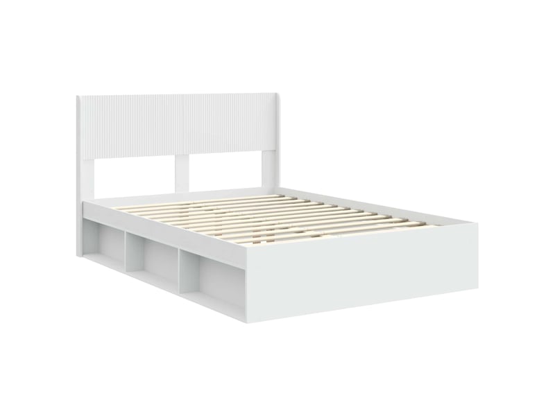  Lit double- lit adulte -  cadre de lit avec rangement et tête de lit blanc 140 x 200 cm  - Conforama C