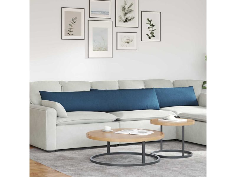  Lot de 2 coussins de canapé, coussins décoratifs tissu bleu 200 x 40 cm cf58774  - Conforama B
