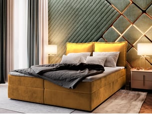 Lit avec rangement 180x200 cm <strong>MASSENO</strong> <strong></strong> coloris jaune