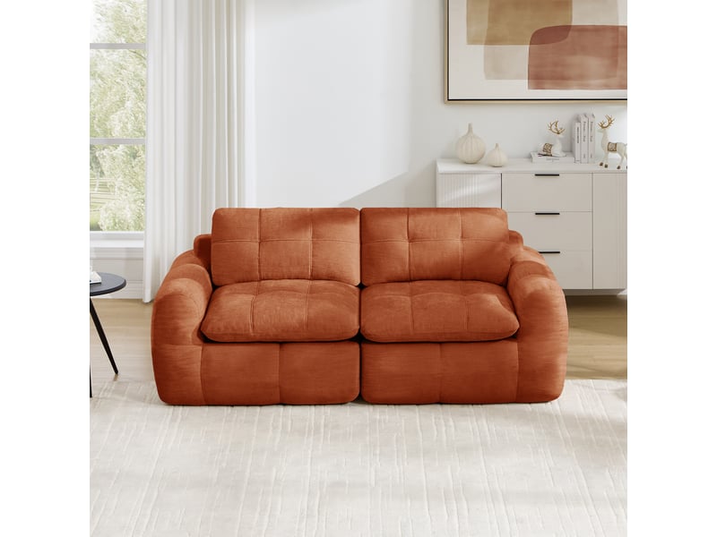 Canapé modulable 194x97x68 cm 2 places avec assise profonde coloris orange - Conforama B