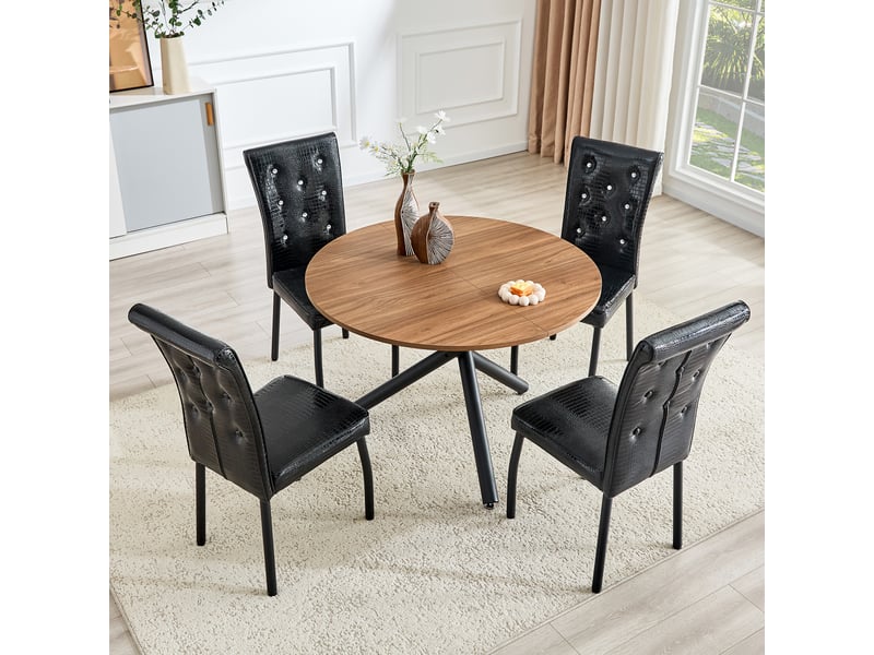  Table d'appoint ronde avec 3 pieds croisés en métal, plateau mdf, pour salon, chambre et entrée, 122×68,5×17,5 cm  - Conforama C