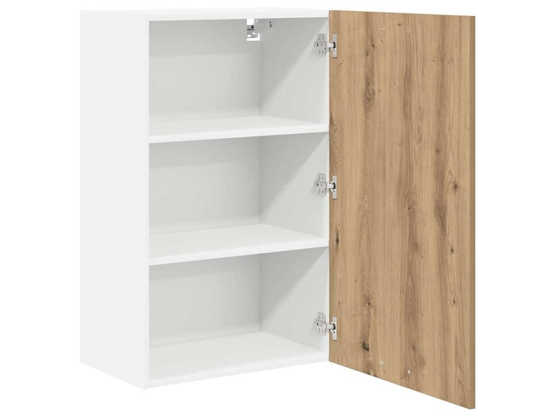 Meuble de rangement cuisine, armoire suspendue chêne artisan et blanc 50x31x80cm - Conforama E