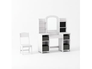 Coiffeuse enfant tcqpz avec miroir led et tabouret 104 x 40 x 112 cm mdf blanc