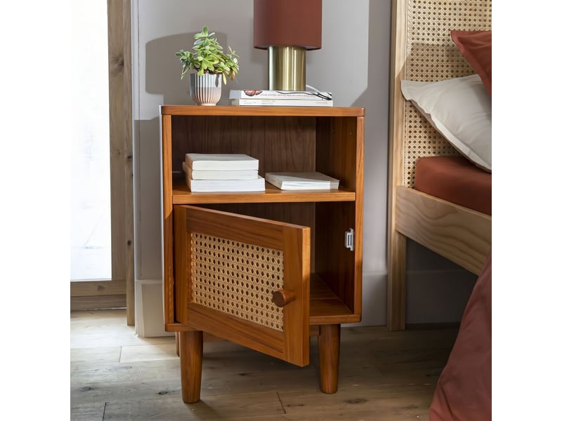  Table de chevet noisette cannage en pin massif anna  - Conforama B