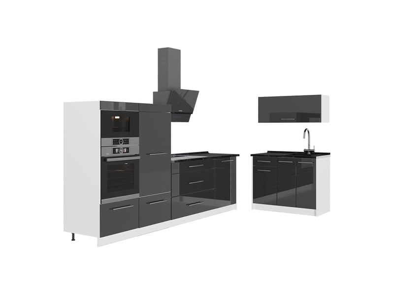  Vicco cuisine, anthracite haute brillanceblanc, 380cm, pt anthracite  - Conforama A