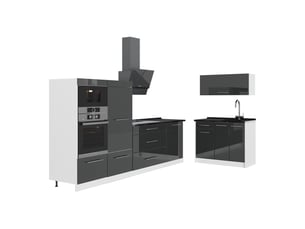 Vicco cuisine, anthracite haute brillanceblanc, 380cm, pt anthracite