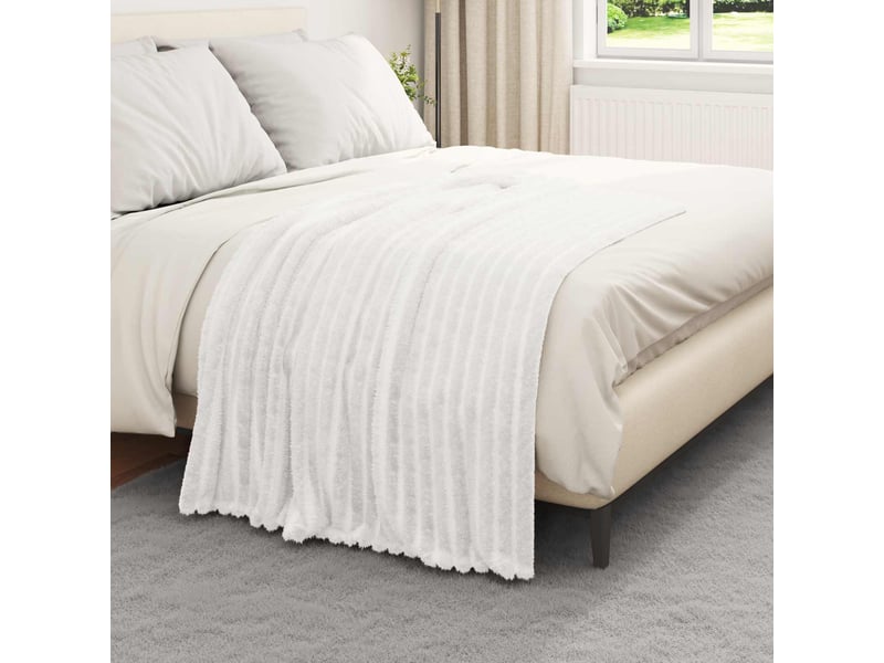  Plaid canapé blanc 150x130 cm 0.45 kg polaire  - Conforama C