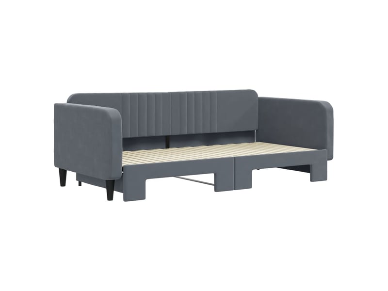 Lit simple- lit adulte -  lit de jour avec gigogne sans matelas gris foncé 100x200 cm  - Conforama B