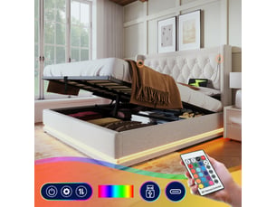 Lit coffre 160x200 cm <strong></strong>  <strong></strong> coloris beige