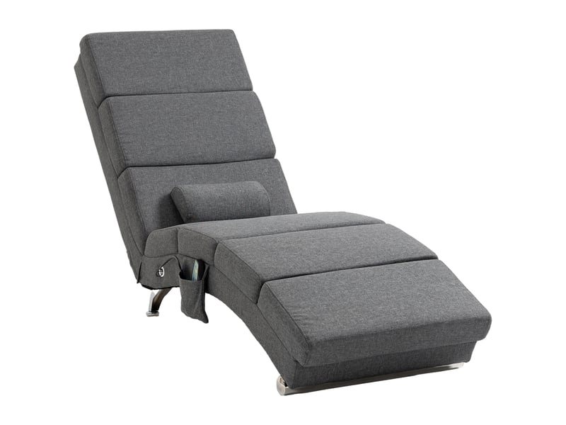  Fauteuil relax salon fauteuil de massage et chauffage meridienne avec télécommande et oreiller, gris, tissu effet lin  - Conforama B