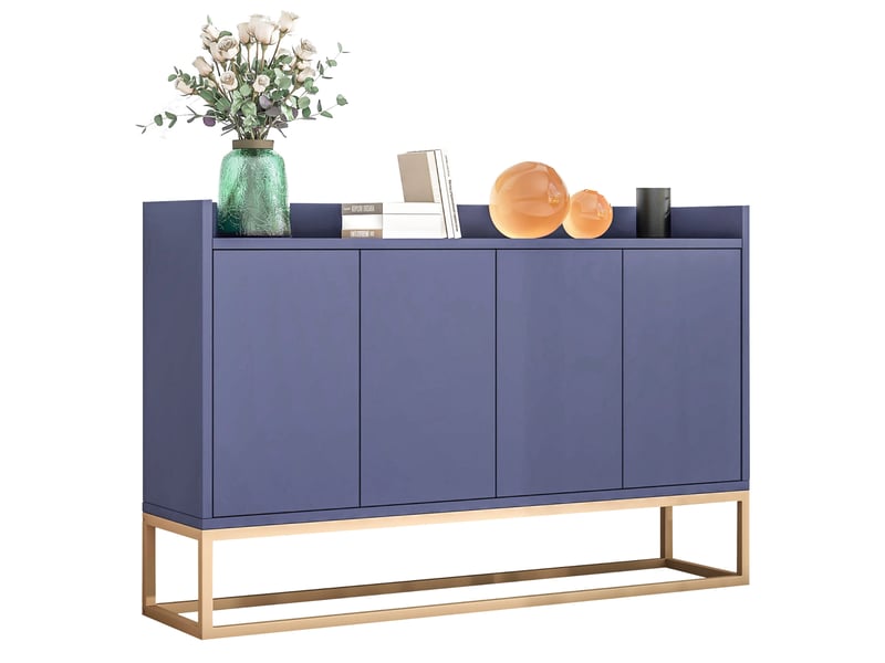  Meuble bas de cuisine 120 cm, buffet de rangement moderne avec 4 portes, étagère réglable et support en métal  - Conforama A