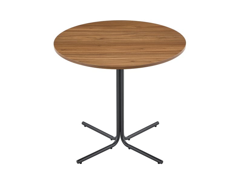 Table à manger ronde, plateau, repas, salle à manger et pratique, plateau mdf, piètement métal, coloris noir et marron - Conforama A