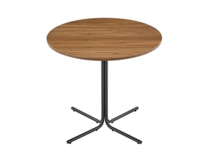 Table à manger ronde, plateau, repas, salle à manger et pratique, plateau mdf, piètement métal, coloris noir et marron
