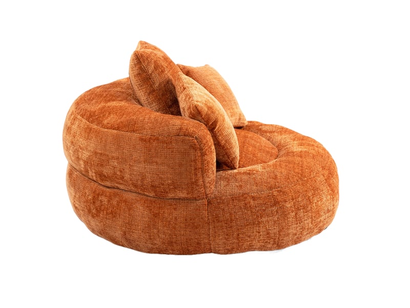  Fauteuil pouf single en chenille orange, dossier haut, sans installation  - Conforama E