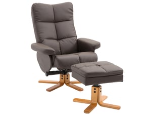 Fauteuil inclinable avec repose-pieds, tv pivotant 360°, fonction inclinable, lecture chambresalon, similicuir, marron.